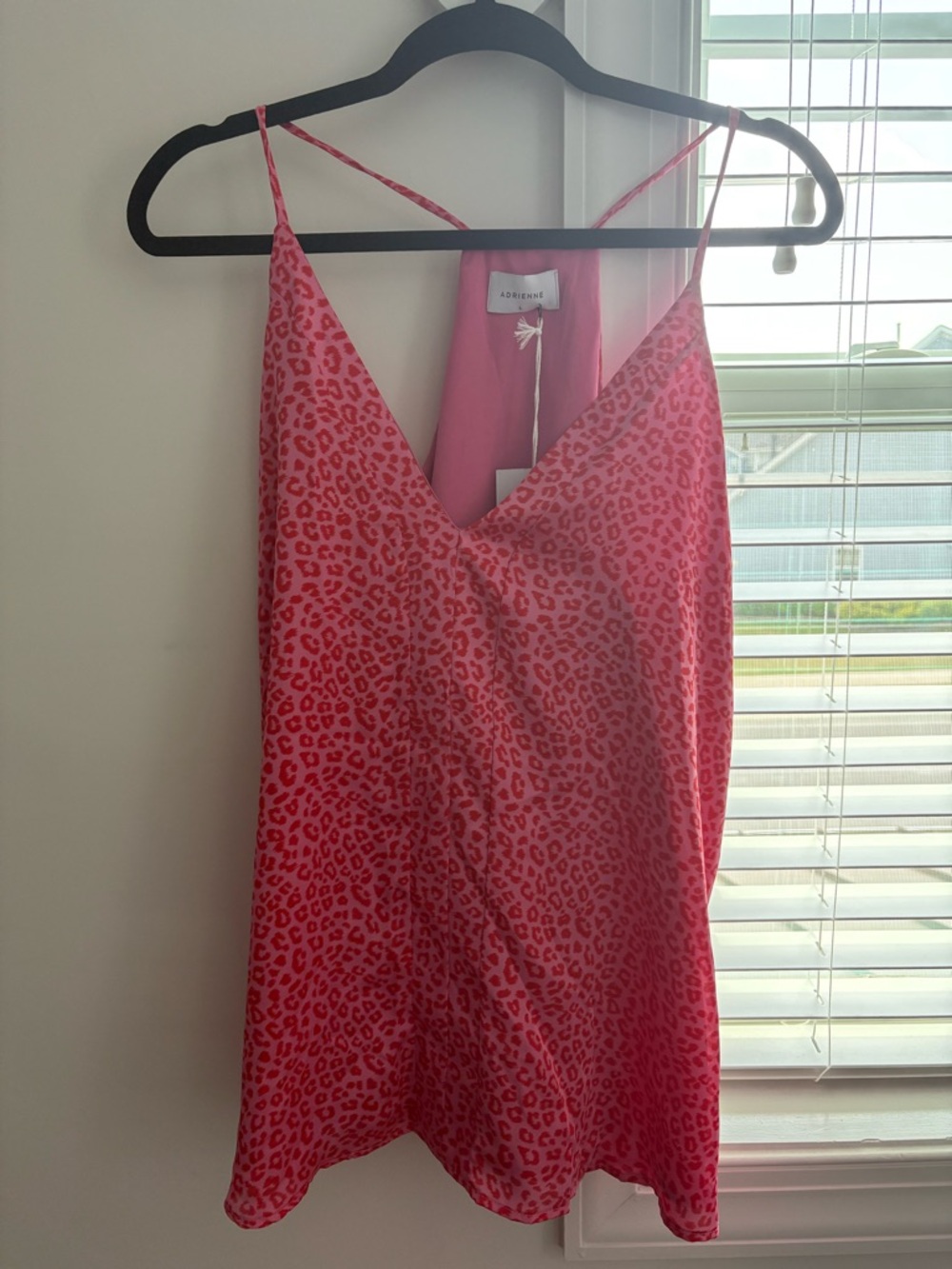 NWT Adrienne Y2K Inspired Lingerie Tank Top Pink Leopard Vivian Satin Size Large
